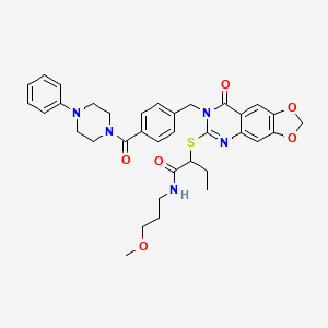 N-(3-methoxypropyl)-2-((8-oxo-7-(4-(4-phenylpiperazine-1-carbonyl)benzyl)-7,8-dihydro-[1,3]dioxolo[4,5-g]quinazolin-6-yl)thio)butanamide