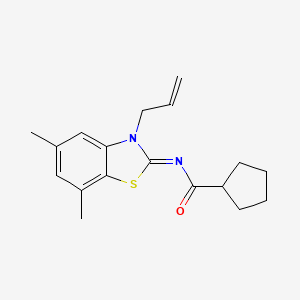 molecular formula C18H22N2OS B2622948 (E)-N-(3-allyl-5,7-dimethylbenzo[d]thiazol-2(3H)-ylidene)cyclopentanecarboxamide CAS No. 1173532-57-4