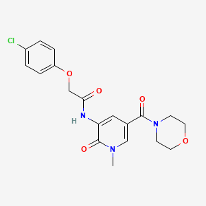 molecular formula C19H20ClN3O5 B2622951 2-(4-chlorophenoxy)-N-(1-methyl-5-(morpholine-4-carbonyl)-2-oxo-1,2-dihydropyridin-3-yl)acetamide CAS No. 1206989-82-3