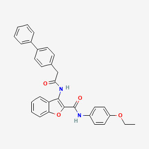 molecular formula C31H26N2O4 B2622957 3-(2-([1,1'-biphenyl]-4-yl)acetamido)-N-(4-ethoxyphenyl)benzofuran-2-carboxamide CAS No. 887890-33-7