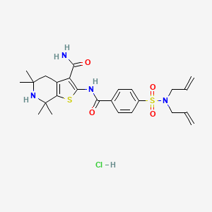 molecular formula C25H33ClN4O4S2 B2622959 2-(4-(N,N-diallylsulfamoyl)benzamido)-5,5,7,7-tetramethyl-4,5,6,7-tetrahydrothieno[2,3-c]pyridine-3-carboxamide hydrochloride CAS No. 1216915-30-8