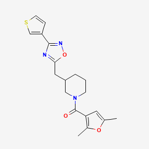 molecular formula C19H21N3O3S B2622965 (2,5-Dimethylfuran-3-yl)(3-((3-(thiophen-3-yl)-1,2,4-oxadiazol-5-yl)methyl)piperidin-1-yl)methanone CAS No. 1706321-97-2
