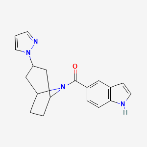 molecular formula C19H20N4O B2622982 ((1R,5S)-3-(1H-pyrazol-1-yl)-8-azabicyclo[3.2.1]octan-8-yl)(1H-indol-5-yl)methanone CAS No. 2310125-68-7