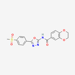 molecular formula C18H15N3O6S B2622983 N-[5-(4-methylsulfonylphenyl)-1,3,4-oxadiazol-2-yl]-2,3-dihydro-1,4-benzodioxine-6-carboxamide CAS No. 886912-33-0