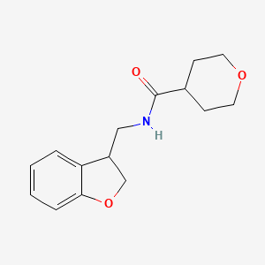 molecular formula C15H19NO3 B2622986 N-[(2,3-dihydro-1-benzofuran-3-yl)methyl]oxane-4-carboxamide CAS No. 2097858-54-1