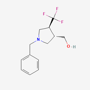 molecular formula C13H16F3NO B2622993 Trans-1-benzyl-3-hydroxymethyl-4-trifluoromethylpyrrolidine CAS No. 168544-84-1