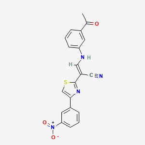 molecular formula C20H14N4O3S B2622996 (E)-3-((3-acetylphenyl)amino)-2-(4-(3-nitrophenyl)thiazol-2-yl)acrylonitrile CAS No. 683258-75-5