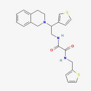 molecular formula C22H23N3O2S2 B2622998 N1-(2-(3,4-dihydroisoquinolin-2(1H)-yl)-2-(thiophen-3-yl)ethyl)-N2-(thiophen-2-ylmethyl)oxalamide CAS No. 954618-48-5