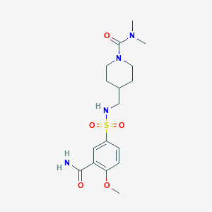 molecular formula C17H26N4O5S B2623000 4-((3-carbamoyl-4-methoxyphenylsulfonamido)methyl)-N,N-dimethylpiperidine-1-carboxamide CAS No. 2034378-00-0