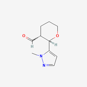 molecular formula C10H14N2O2 B2623021 (2R,3R)-2-(2-Methylpyrazol-3-yl)oxane-3-carbaldehyde CAS No. 1932262-25-3