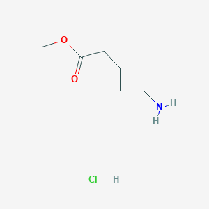 molecular formula C9H18ClNO2 B2623024 Methyl 2-(3-amino-2,2-dimethylcyclobutyl)acetate hydrochloride CAS No. 2228301-30-0