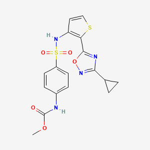 molecular formula C17H16N4O5S2 B2623026 methyl (4-(N-(2-(3-cyclopropyl-1,2,4-oxadiazol-5-yl)thiophen-3-yl)sulfamoyl)phenyl)carbamate CAS No. 1705857-96-0