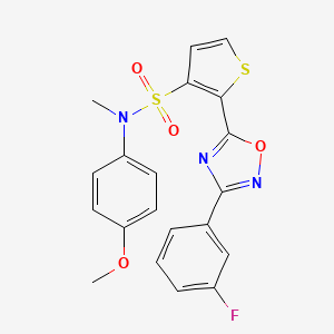 molecular formula C20H16FN3O4S2 B2623034 2-[3-(3-fluorophenyl)-1,2,4-oxadiazol-5-yl]-N-(4-methoxyphenyl)-N-methylthiophene-3-sulfonamide CAS No. 1207014-54-7