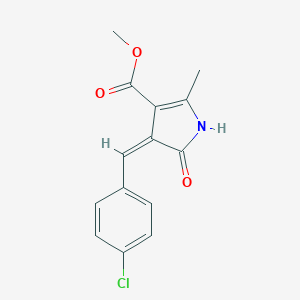 molecular formula C14H12ClNO3 B262304 2-Pyrroline-3-carboxylic acid, 4-(4-chlorobenzylidene)-2-methyl-5-oxo-, methyl ester 