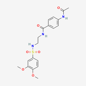 molecular formula C19H23N3O6S B2623062 4-acetamido-N-(2-(3,4-dimethoxyphenylsulfonamido)ethyl)benzamide CAS No. 1091476-74-2