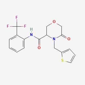 5-oxo-4-(thiophen-2-ylmethyl)-N-(2-(trifluoromethyl)phenyl)morpholine-3-carboxamide