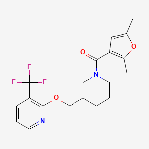 (2,5-Dimethylfuran-3-yl)-[3-[[3-(trifluoromethyl)pyridin-2-yl]oxymethyl]piperidin-1-yl]methanone