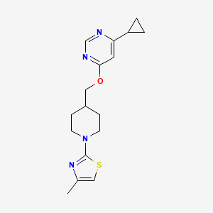molecular formula C17H22N4OS B2623086 2-(4-(((6-Cyclopropylpyrimidin-4-yl)oxy)methyl)piperidin-1-yl)-4-methylthiazole CAS No. 2320861-03-6