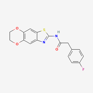 molecular formula C17H13FN2O3S B2623098 N-(6,7-dihydro-[1,4]dioxino[2',3':4,5]benzo[1,2-d]thiazol-2-yl)-2-(4-fluorophenyl)acetamide CAS No. 899958-69-1