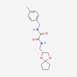 molecular formula C18H24N2O4 B2623115 N1-(1,4-dioxaspiro[4.4]nonan-2-ylmethyl)-N2-(4-methylbenzyl)oxalamide CAS No. 899734-09-9
