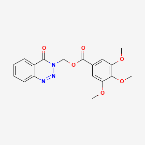 molecular formula C18H17N3O6 B2623131 (4-oxobenzo[d][1,2,3]triazin-3(4H)-yl)methyl 3,4,5-trimethoxybenzoate CAS No. 452298-17-8