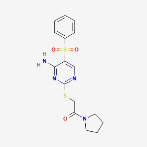 2-[4-Amino-5-(benzenesulfonyl)pyrimidin-2-yl]sulfanyl-1-pyrrolidin-1-ylethanone