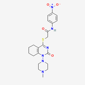 2-((1-(4-methylpiperazin-1-yl)-2-oxo-1,2,5,6,7,8-hexahydroquinazolin-4-yl)thio)-N-(4-nitrophenyl)acetamide
