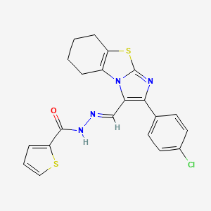 N'-{(E)-[2-(4-chlorophenyl)-5,6,7,8-tetrahydroimidazo[2,1-b][1,3]benzothiazol-3-yl]methylidene}-2-thiophenecarbohydrazide