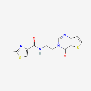 molecular formula C13H12N4O2S2 B2623151 2-methyl-N-(2-(4-oxothieno[3,2-d]pyrimidin-3(4H)-yl)ethyl)thiazole-4-carboxamide CAS No. 2034529-60-5