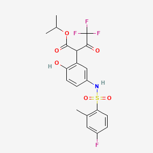molecular formula C20H19F4NO6S B2623158 Propan-2-yl 4,4,4-trifluoro-2-[5-[(4-fluoro-2-methylphenyl)sulfonylamino]-2-hydroxyphenyl]-3-oxobutanoate CAS No. 865613-90-7