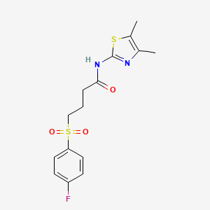 molecular formula C15H17FN2O3S2 B2623159 N-(4,5-dimethylthiazol-2-yl)-4-((4-fluorophenyl)sulfonyl)butanamide CAS No. 923464-81-7