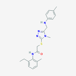 molecular formula C22H27N5OS B262316 N-(2-ethyl-6-methylphenyl)-2-{[4-methyl-5-(4-toluidinomethyl)-4H-1,2,4-triazol-3-yl]sulfanyl}acetamide 