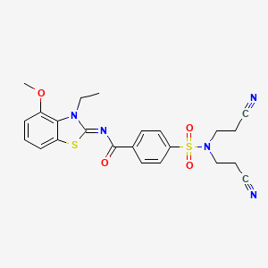 molecular formula C23H23N5O4S2 B2623160 (Z)-4-(N,N-bis(2-cyanoethyl)sulfamoyl)-N-(3-ethyl-4-methoxybenzo[d]thiazol-2(3H)-ylidene)benzamide CAS No. 533868-48-3