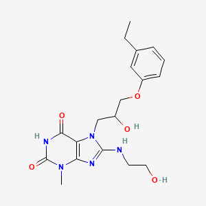 molecular formula C19H25N5O5 B2623167 7-(3-(3-ethylphenoxy)-2-hydroxypropyl)-8-((2-hydroxyethyl)amino)-3-methyl-1H-purine-2,6(3H,7H)-dione CAS No. 941964-92-7