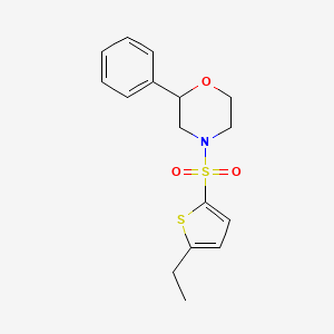 molecular formula C16H19NO3S2 B2623168 4-((5-Ethylthiophen-2-yl)sulfonyl)-2-phenylmorpholine CAS No. 946292-18-8