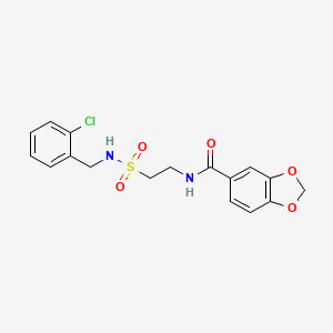 molecular formula C17H17ClN2O5S B2623175 N-(2-{[(2-chlorophenyl)methyl]sulfamoyl}ethyl)-2H-1,3-benzodioxole-5-carboxamide CAS No. 899740-40-0