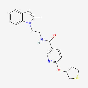 molecular formula C21H23N3O2S B2623182 N-(2-(2-methyl-1H-indol-1-yl)ethyl)-6-((tetrahydrothiophen-3-yl)oxy)nicotinamide CAS No. 2034238-56-5