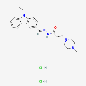 molecular formula C23H31Cl2N5O B2623194 N-[(E)-(9-Ethylcarbazol-3-yl)methylideneamino]-3-(4-methylpiperazin-1-yl)propanamide;dihydrochloride CAS No. 2128734-96-1