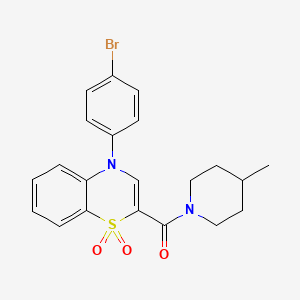 molecular formula C21H21BrN2O3S B2623201 [4-(4-bromophenyl)-1,1-dioxido-4H-1,4-benzothiazin-2-yl](4-methylpiperidin-1-yl)methanone CAS No. 1251691-08-3