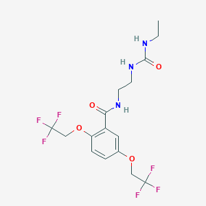 molecular formula C16H19F6N3O4 B2623209 N-(2-{[(ethylamino)carbonyl]amino}ethyl)-2,5-bis(2,2,2-trifluoroethoxy)benzenecarboxamide CAS No. 338404-64-1