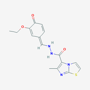 molecular formula C16H16N4O3S B262321 N'-[(E)-(3-ethoxy-4-oxocyclohexa-2,5-dien-1-ylidene)methyl]-6-methylimidazo[2,1-b][1,3]thiazole-5-carbohydrazide 