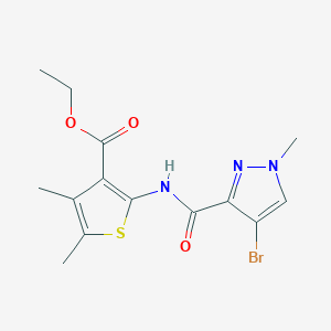 molecular formula C14H16BrN3O3S B262322 ethyl 2-{[(4-bromo-1-methyl-1H-pyrazol-3-yl)carbonyl]amino}-4,5-dimethyl-3-thiophenecarboxylate 