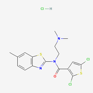 molecular formula C17H18Cl3N3OS2 B2623221 2,5-dichloro-N-(2-(dimethylamino)ethyl)-N-(6-methylbenzo[d]thiazol-2-yl)thiophene-3-carboxamide hydrochloride CAS No. 1052535-37-1