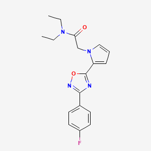 molecular formula C18H19FN4O2 B2623236 N,N-diethyl-2-(2-(3-(4-fluorophenyl)-1,2,4-oxadiazol-5-yl)-1H-pyrrol-1-yl)acetamide CAS No. 1260943-03-0