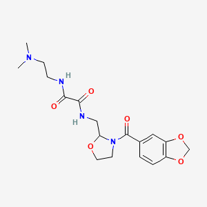 molecular formula C18H24N4O6 B2623250 N1-((3-(benzo[d][1,3]dioxole-5-carbonyl)oxazolidin-2-yl)methyl)-N2-(2-(dimethylamino)ethyl)oxalamide CAS No. 874805-44-4