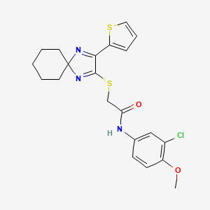 N-(3-chloro-4-methoxyphenyl)-2-((3-(thiophen-2-yl)-1,4-diazaspiro[4.5]deca-1,3-dien-2-yl)thio)acetamide