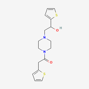 molecular formula C16H20N2O2S2 B2623266 1-(4-(2-Hydroxy-2-(thiophen-2-yl)ethyl)piperazin-1-yl)-2-(thiophen-2-yl)ethanone CAS No. 1396675-40-3
