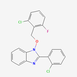 molecular formula C20H13Cl2FN2O B2623273 1-[(2-chloro-6-fluorobenzyl)oxy]-2-(2-chlorophenyl)-1H-1,3-benzimidazole CAS No. 400086-39-7