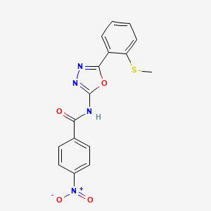 molecular formula C16H12N4O4S B2623277 N-[5-(2-methylsulfanylphenyl)-1,3,4-oxadiazol-2-yl]-4-nitrobenzamide CAS No. 886907-99-9