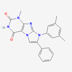 molecular formula C22H19N5O2 B2623278 8-(3,5-dimethylphenyl)-1-methyl-7-phenyl-1H-imidazo[2,1-f]purine-2,4(3H,8H)-dione CAS No. 887466-48-0